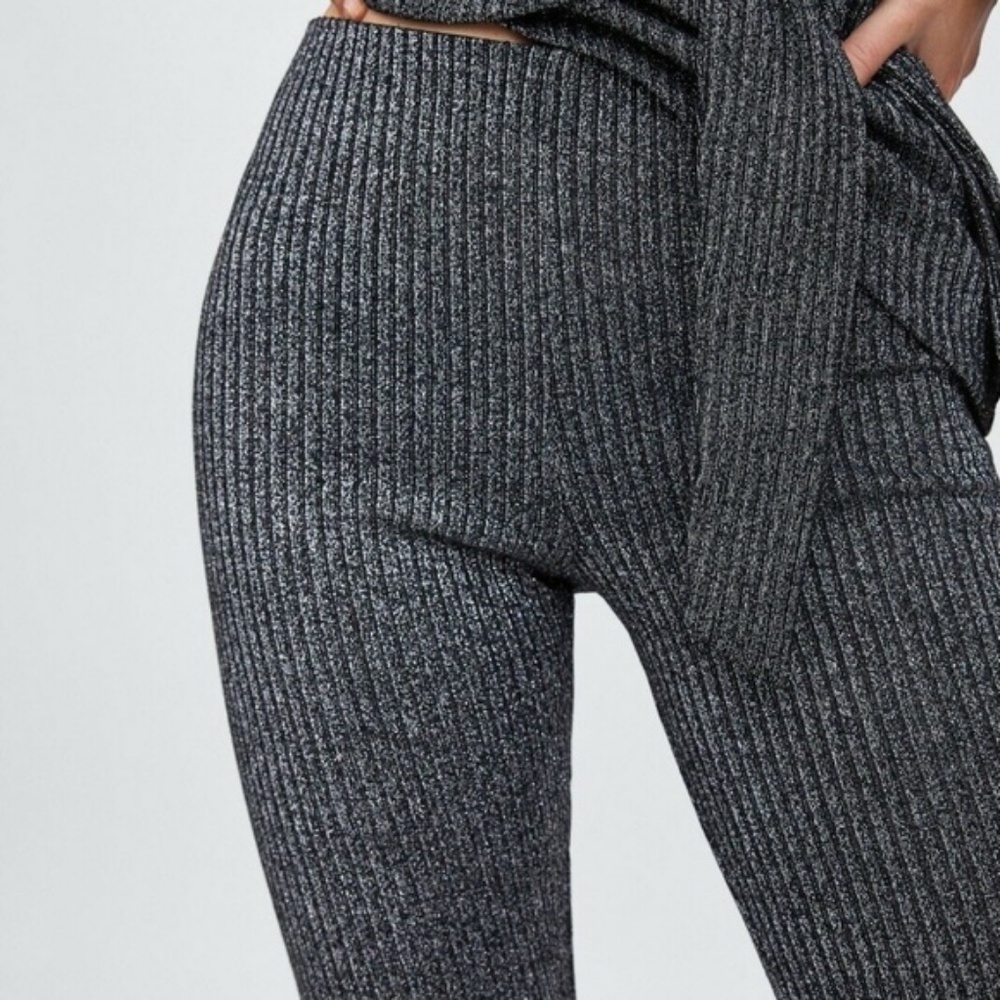 New ZARA RIBBED STRETCH GLITTER TROUSERS - Picture 3 of 3